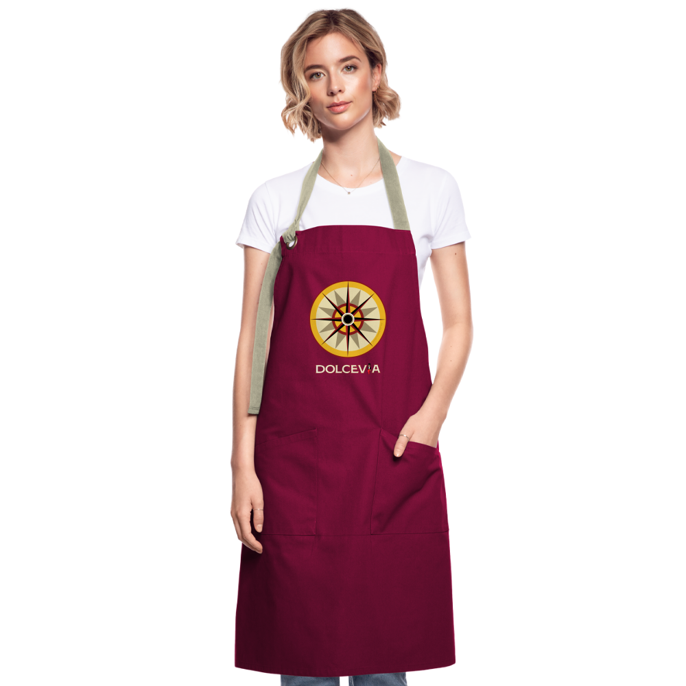 "Portafortuna Compass Collection" Artisan Apron - burgundy / desert sand