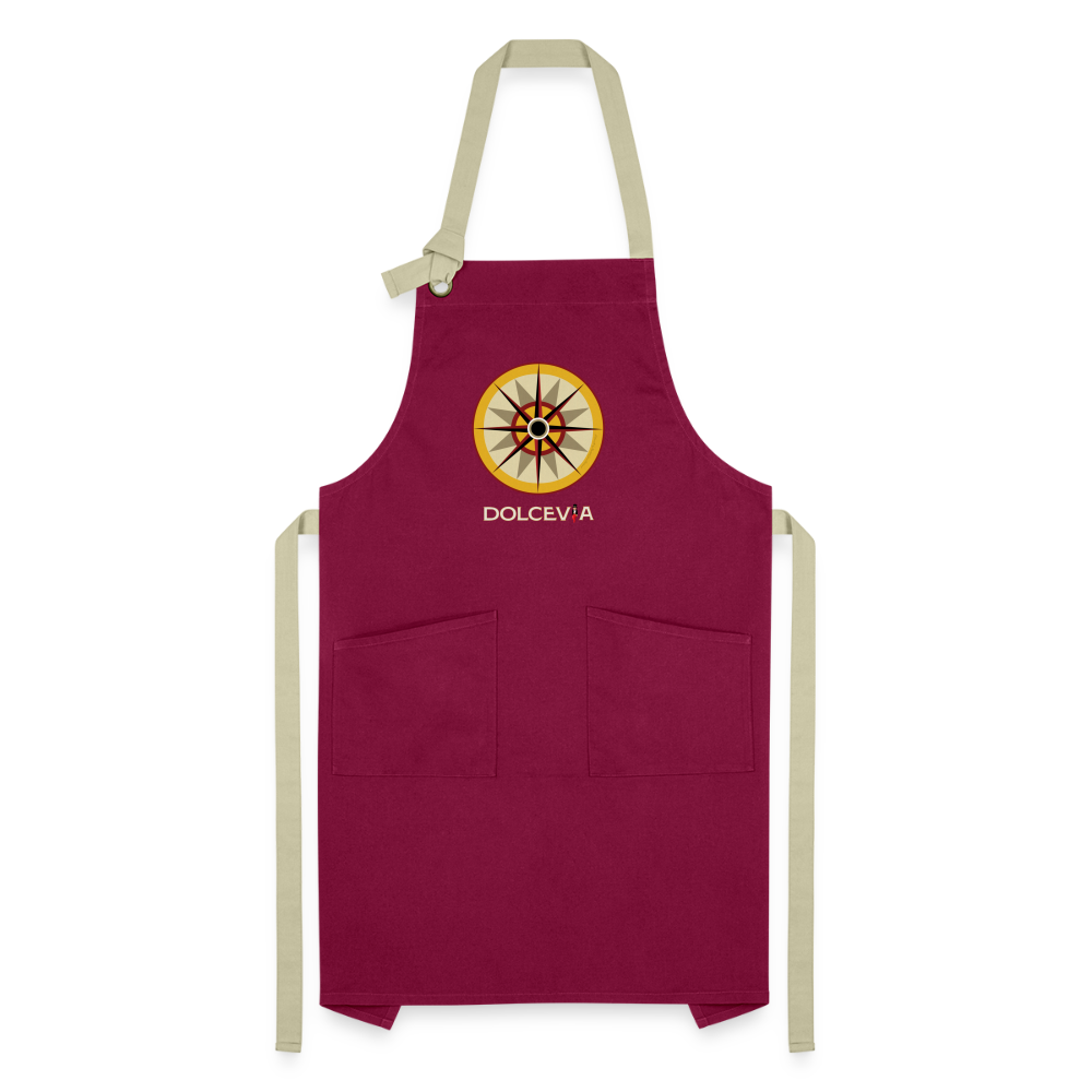 "Portafortuna Compass Collection" Artisan Apron - burgundy / desert sand