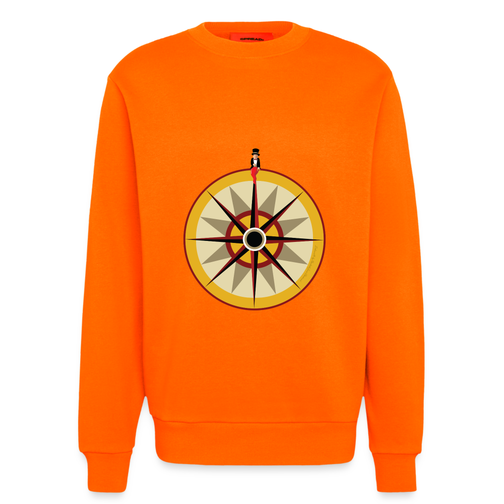 "Portafortuna Compass Collection"  Organic Relaxed Crew Neck Made in EU - SUNSET ORANGE