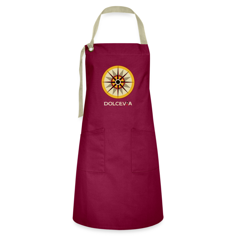 "Portafortuna Compass Collection" Artisan Apron - burgundy / desert sand