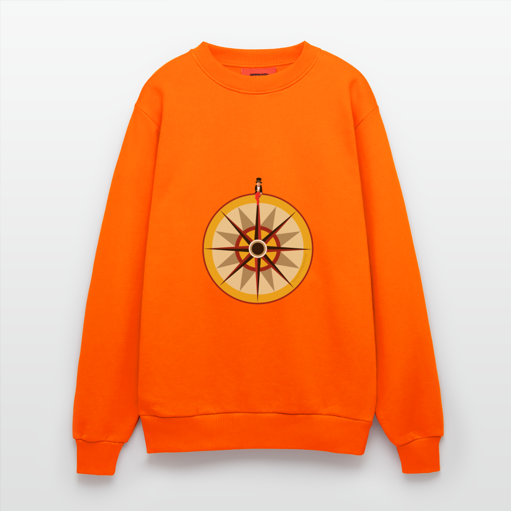 "Portafortuna Compass Collection"  Organic Relaxed Crew Neck Made in EU - SUNSET ORANGE