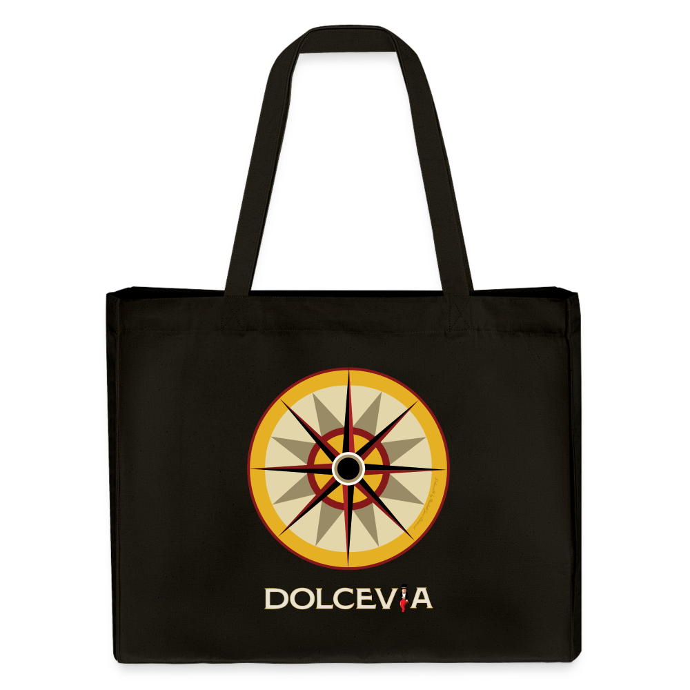 "Portafortuna Compass Collection"X-Large Canvas Shopper - black