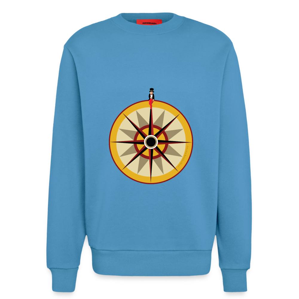 "Portafortuna Compass Collection"  Organic Relaxed Crew Neck Made in EU -  Sol Blue